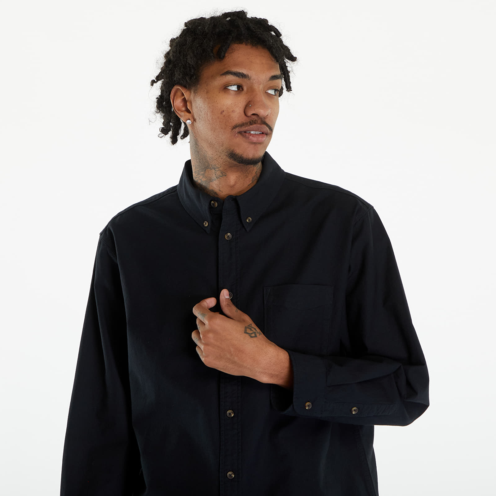 Ingek Nike Men's Life Oxford Buttondown Long Sleeve Shirt Black/ Black/ Black