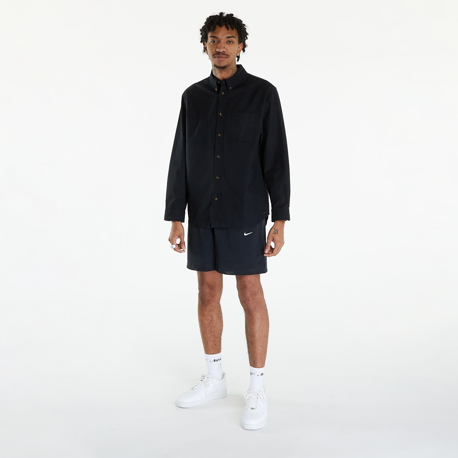 Ingek Nike Men's Life Oxford Buttondown Long Sleeve Shirt Black/ Black/ Black