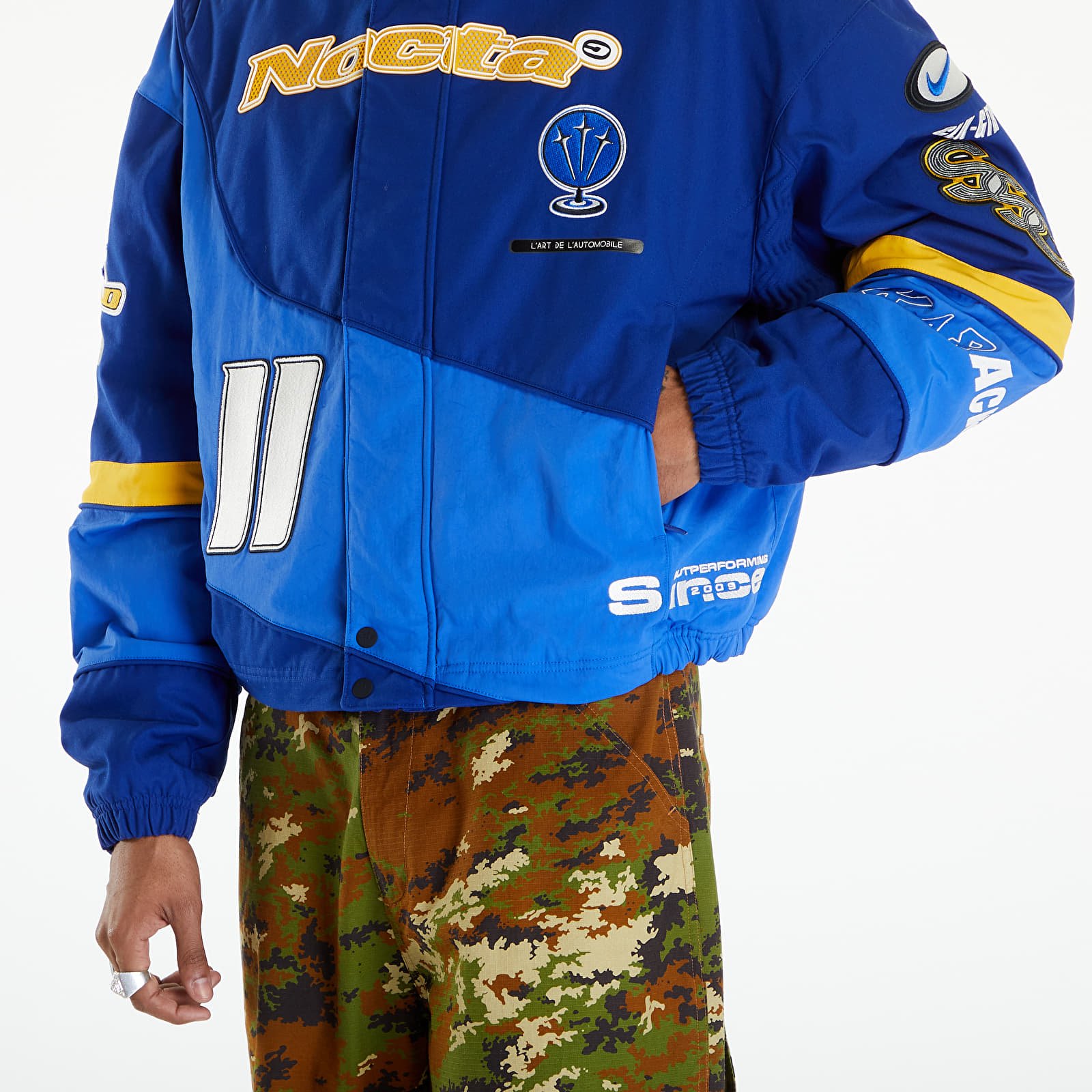 Kabátok Nike x Drake NOCTA x L'ART Mens's Racing Jacket Deep Royal Blue/ Racer Blue/ Phantom