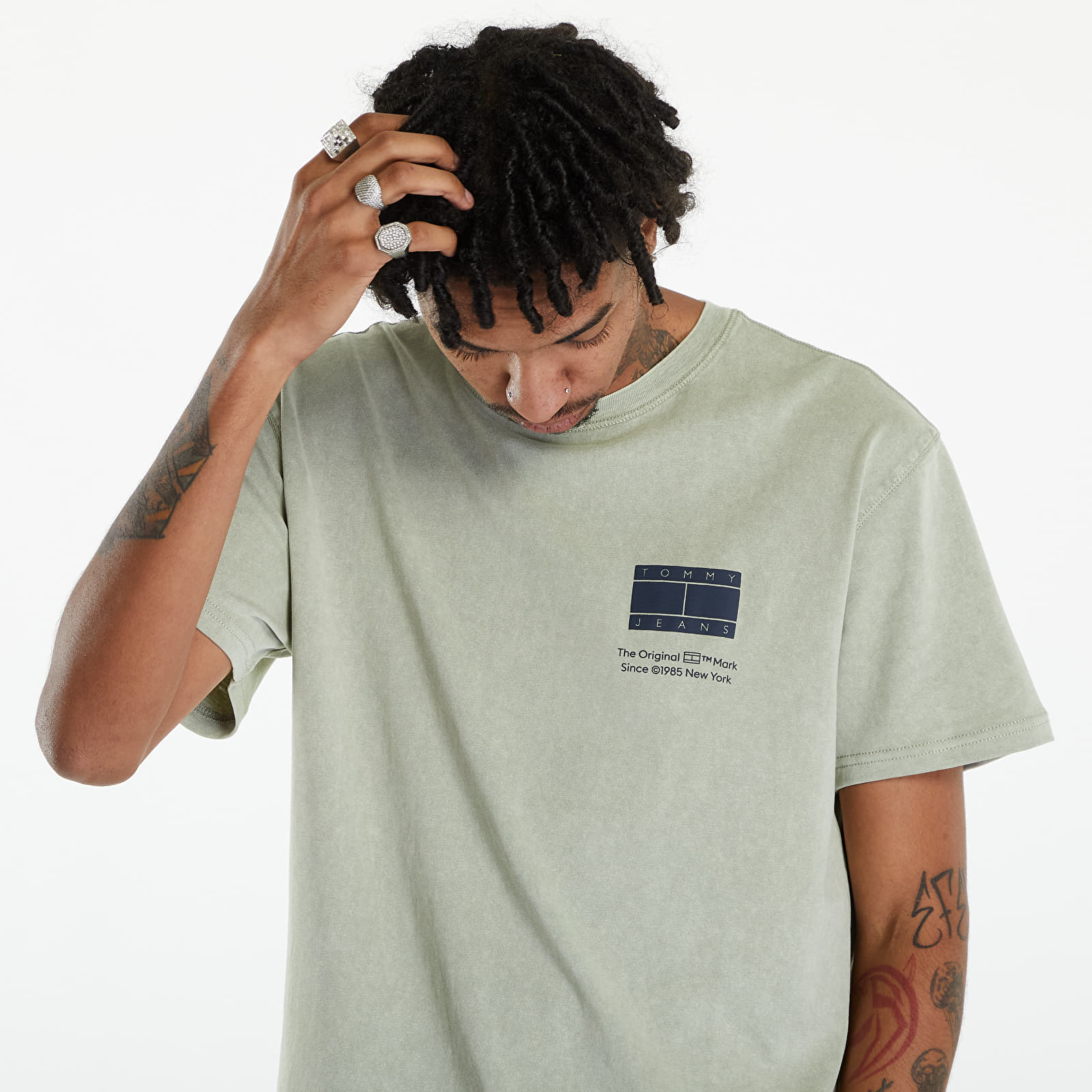 Μπλούζες Tommy Jeans Printed Flag Logo T-Shirt Faded Willow