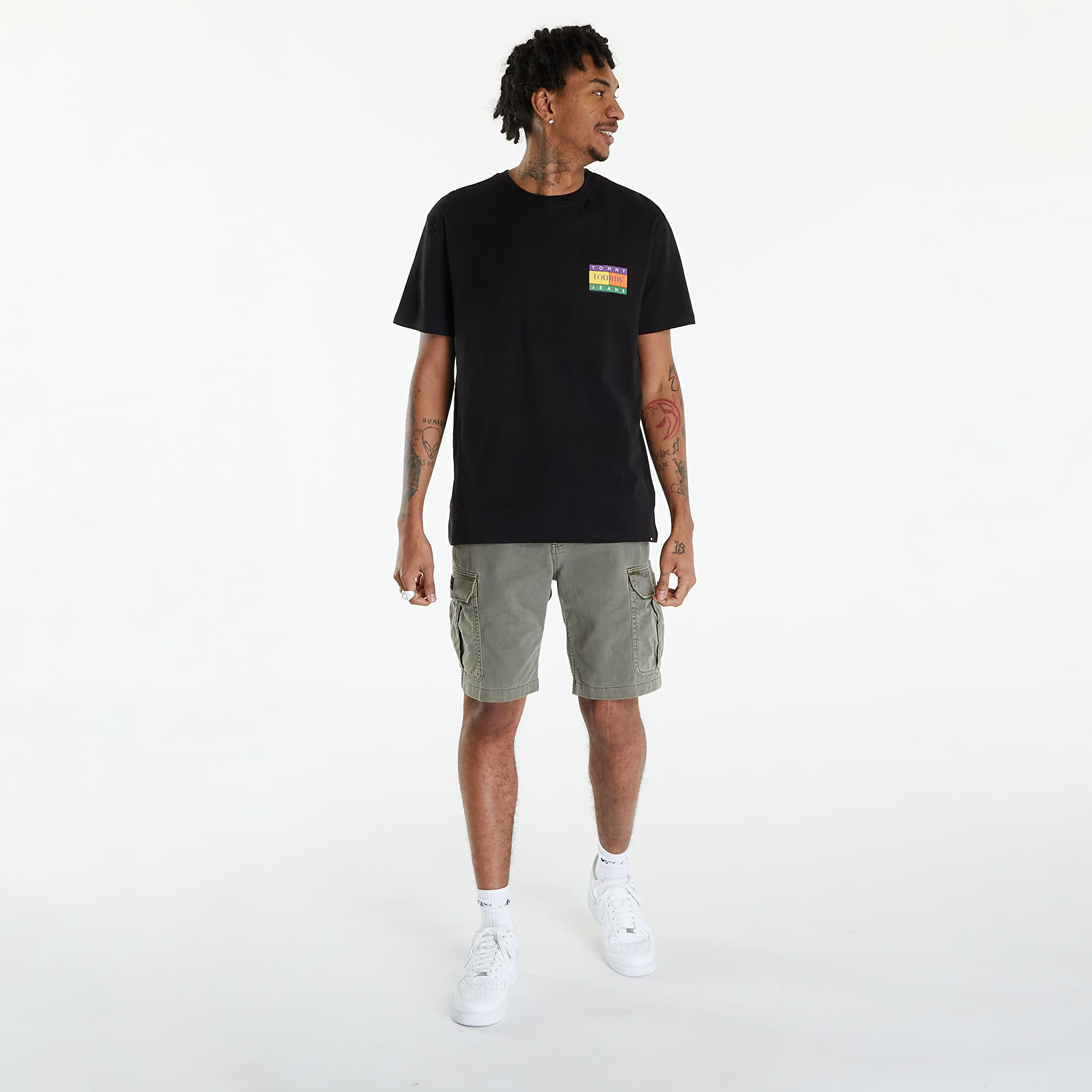 Pólók Tommy Jeans Oversized Serif Flag Back Logo T-Shirt Black