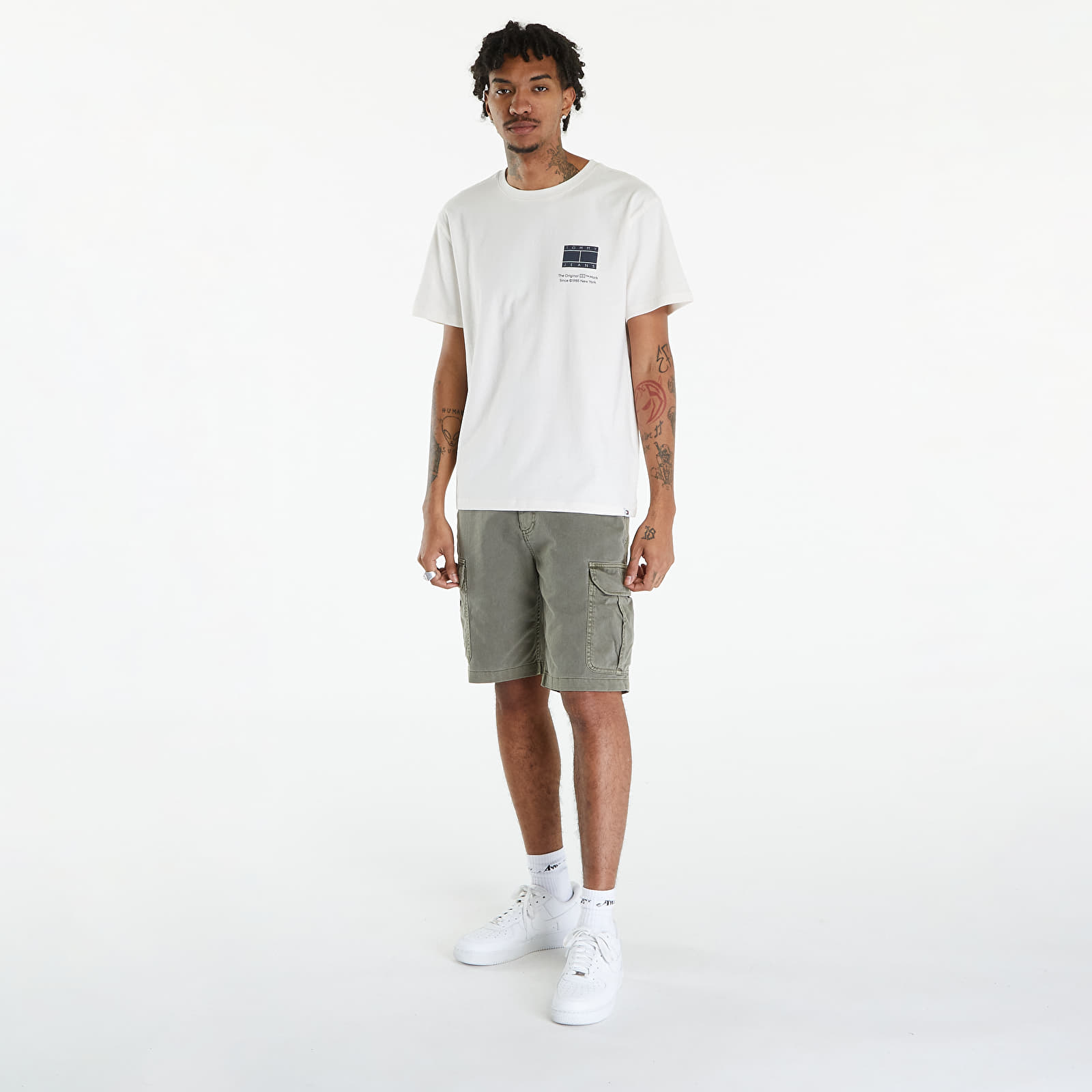 T-shirts Tommy Jeans Printed Flag Logo T-Shirt Ancient White