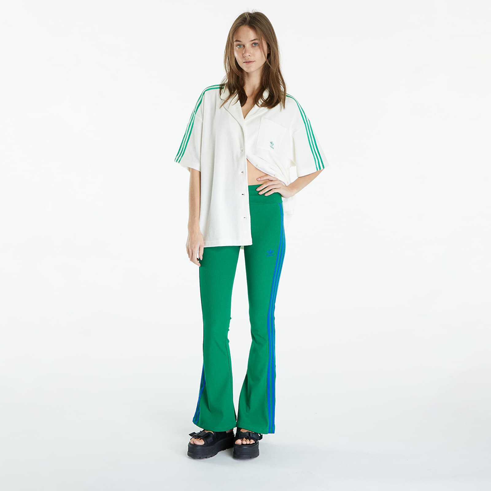 Leginsai adidas Rib Flared Leggings Green