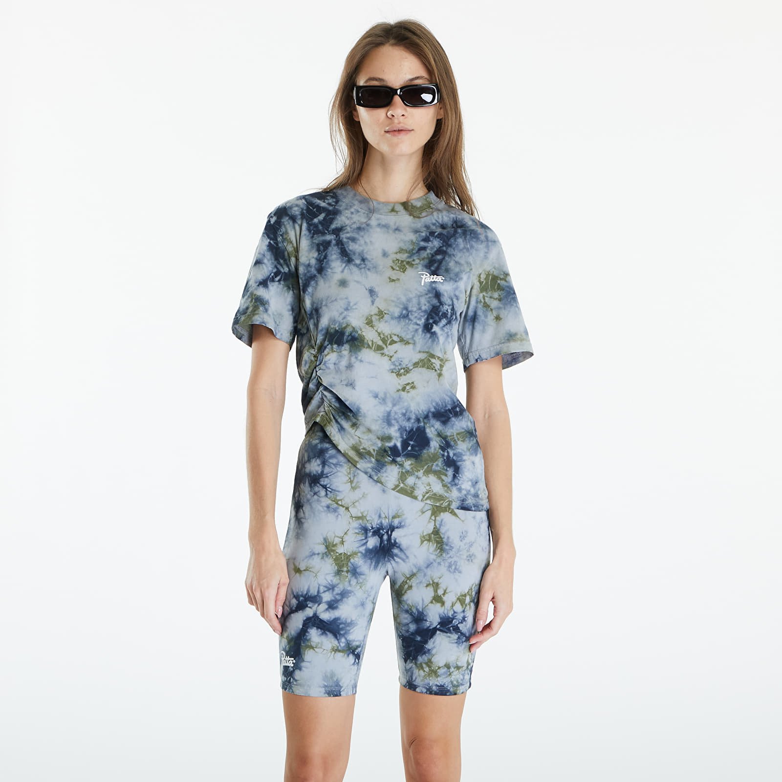 Тениски Patta Femme Tie Dye Cropped Ruched T-Shirt Quarry