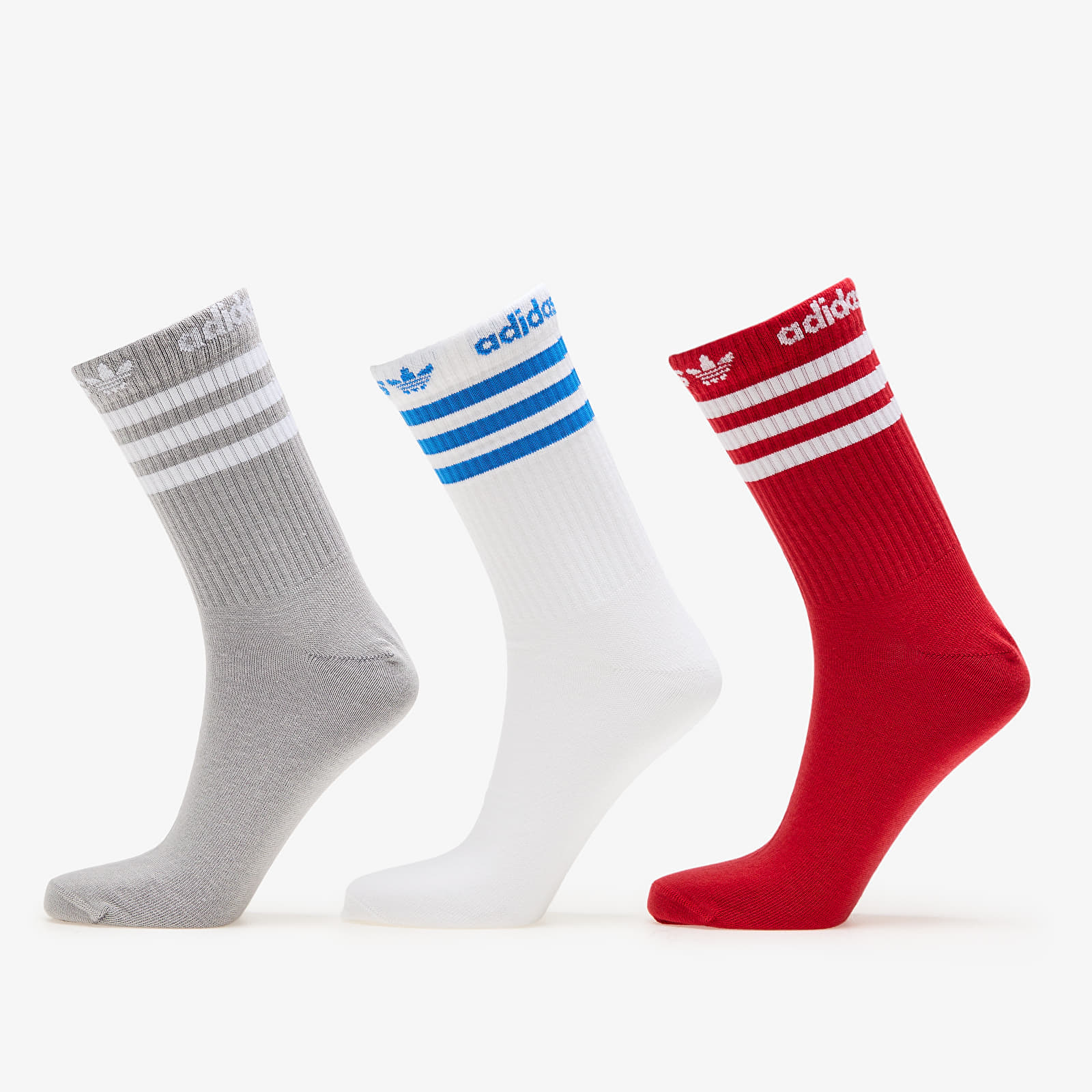 Чорапи adidas Adicolor Crew Socks 3-Pack Mgh Solid Grey / White / Better Scarlet