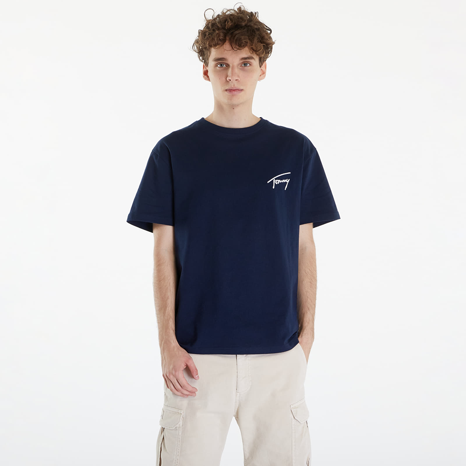 Trička Tommy Jeans Reg Signature Tee Blue