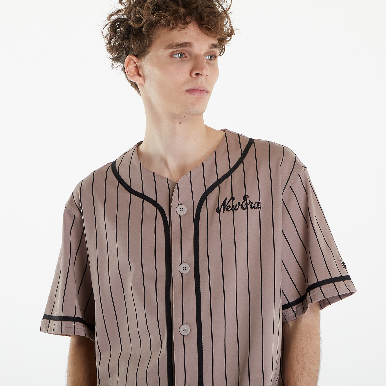 T-shirts New Era Pinstripe Jersey Ash Brown/ Black