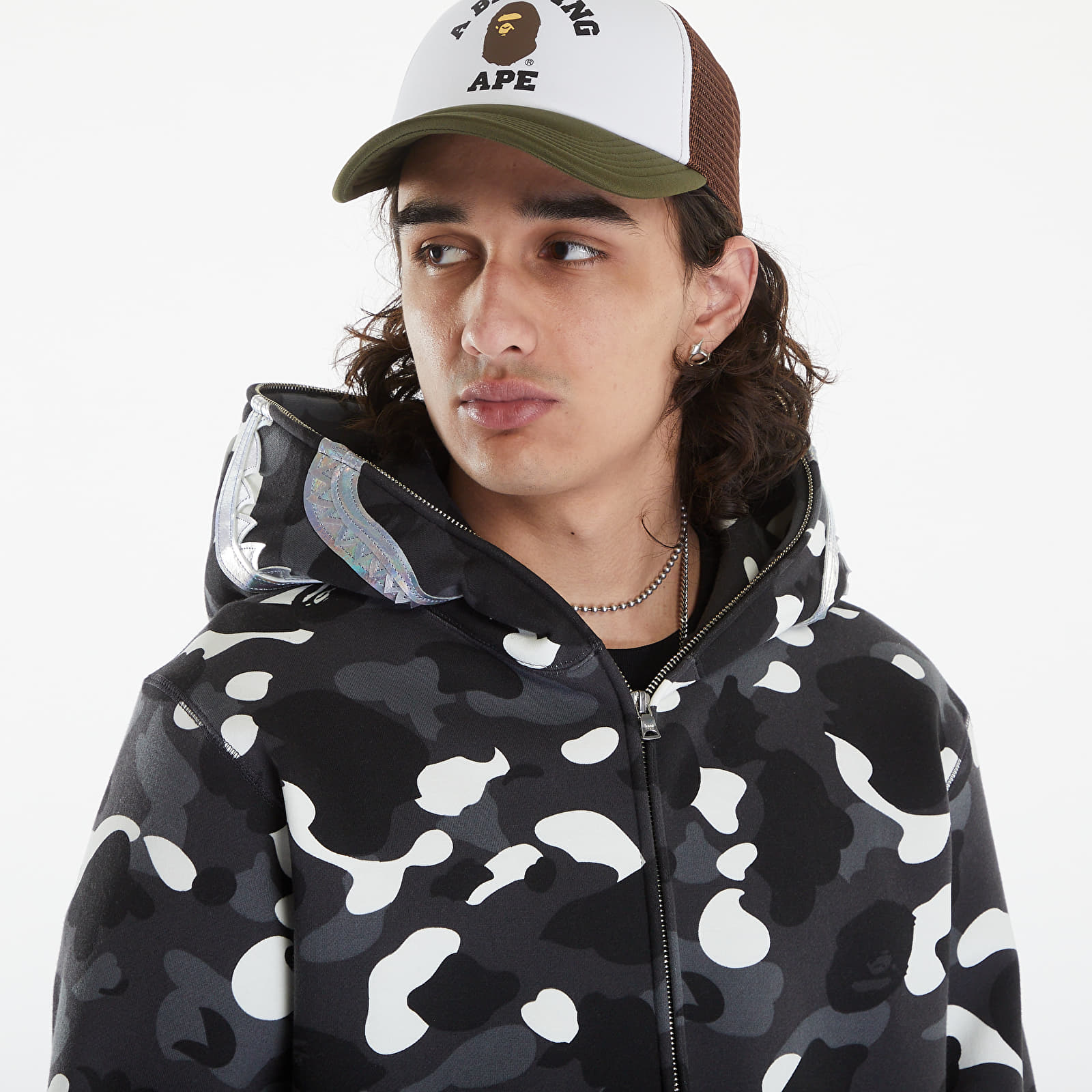 Bape shark hoodie camo black top