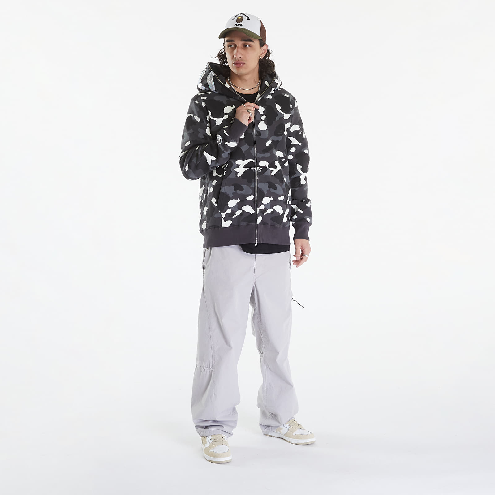 Hettegensere og sweatshirts A BATHING APE City Camo Shark Full Zip Hoodie Black