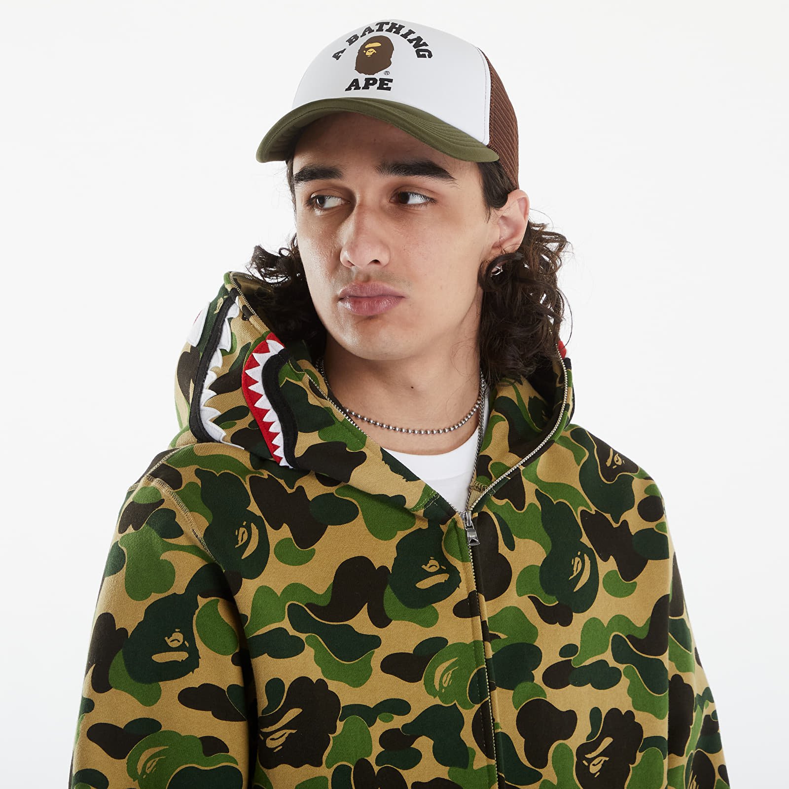 A BATHING APE 'COLOR CAMO CRAZY SHARK FULL ZIP HOODIE