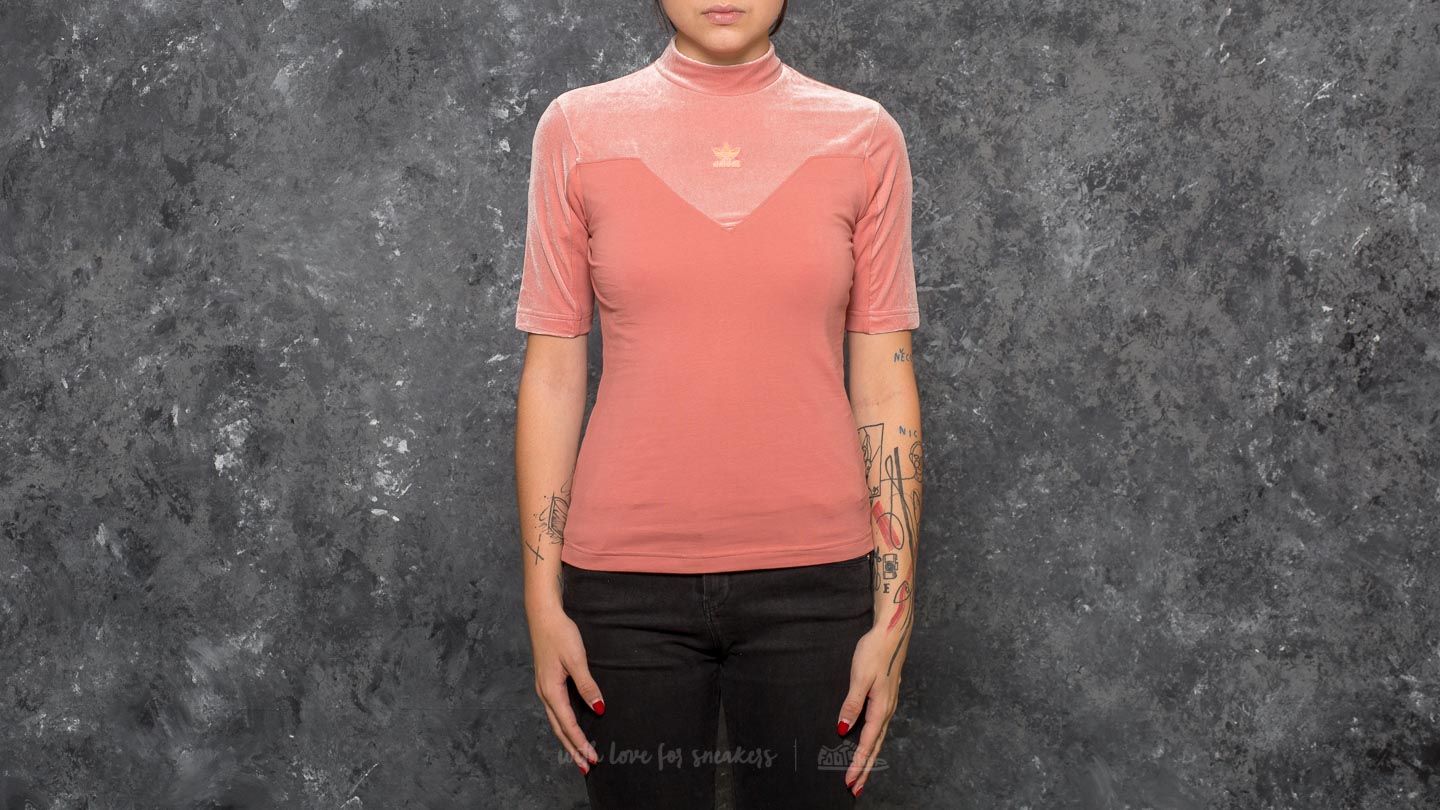 Koszulki adidas Velvet Vibes High Neck Tee Raw Pink
