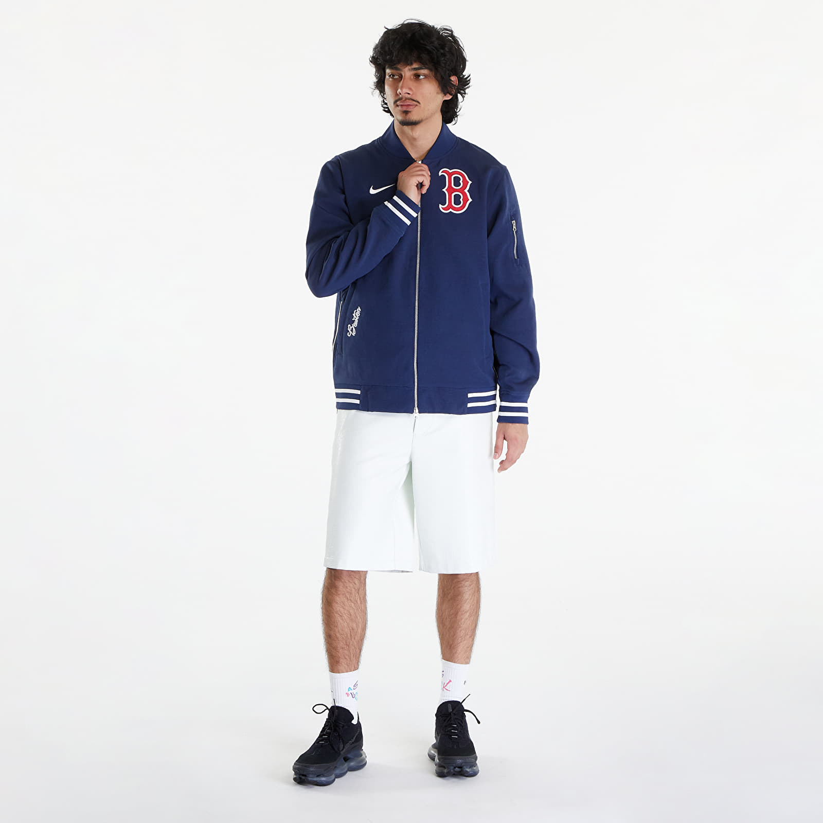 Bomber dzekik Nike Men's AC Bomber Jacket Boston Red Sox Midnight Navy/ Midnight Navy/ White