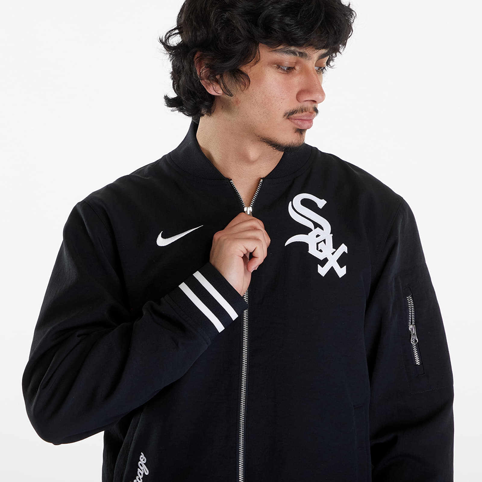 Geci Nike Men's AC Bomber Jacket Chicago White Sox Black/ Black/ White