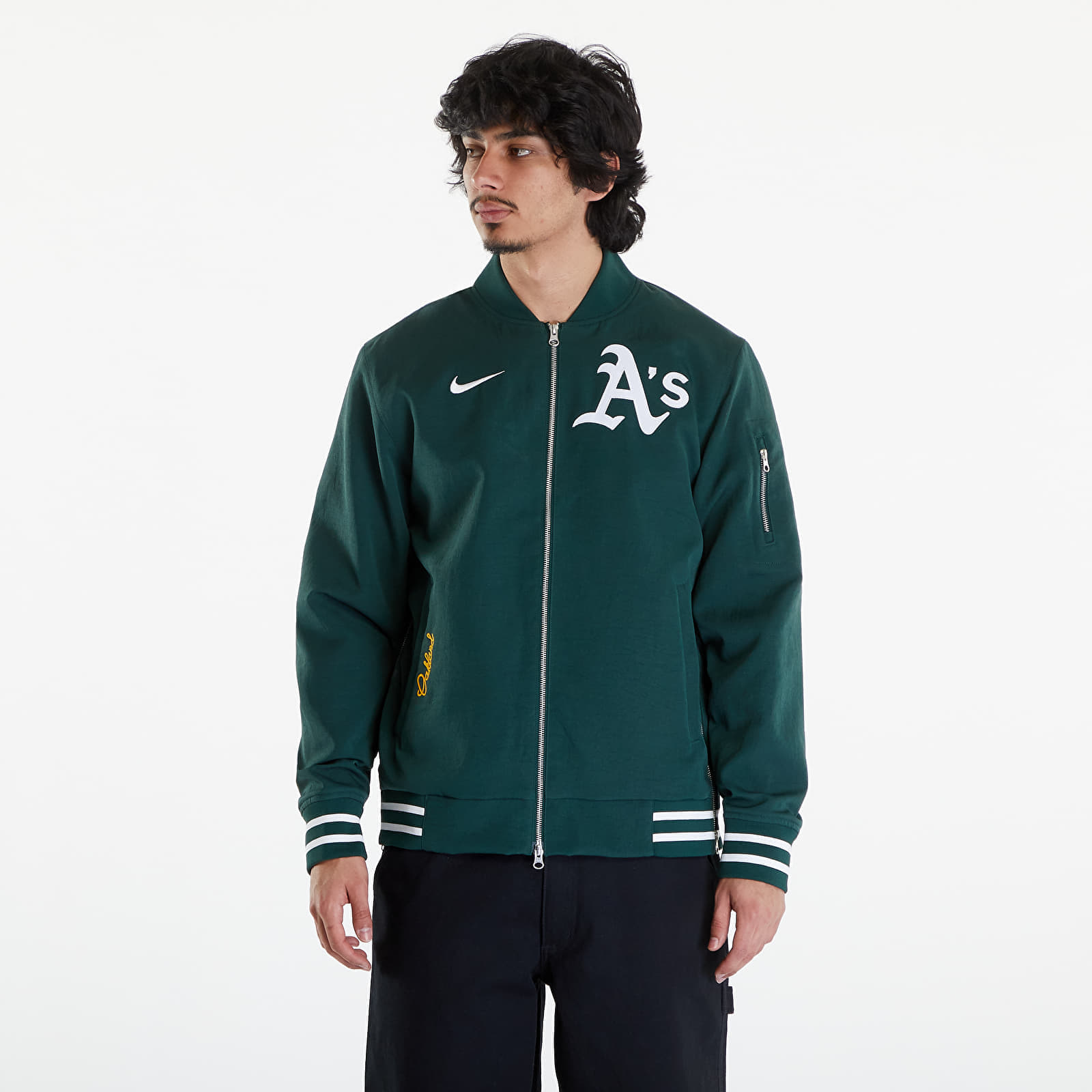 Бомбъри Nike Men’s AC Bomber Jacket Oakland Athletics Pro Green/ Pro Green/ White