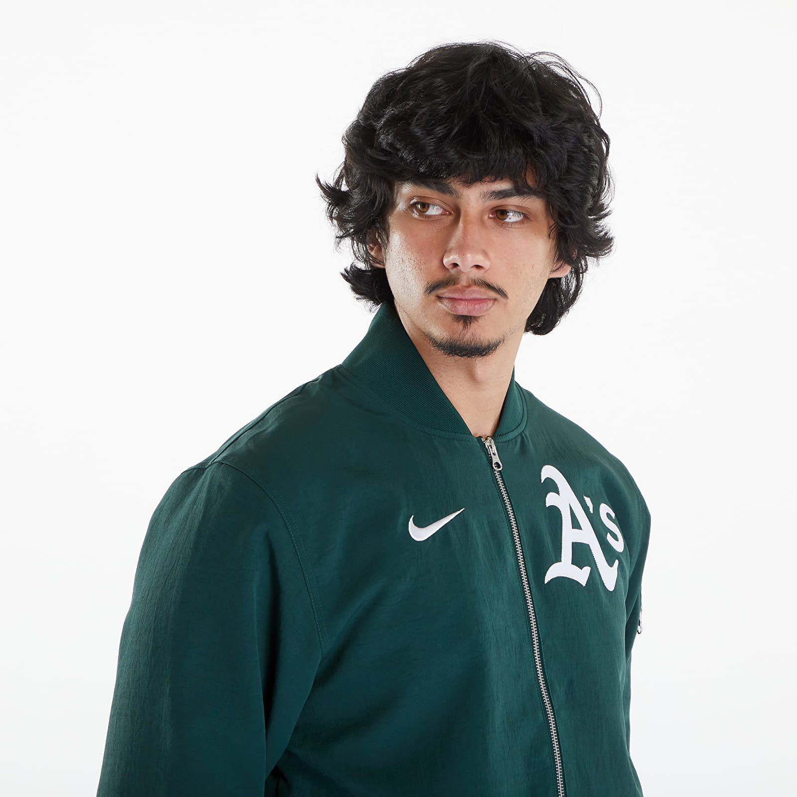 Bomber Nike Men's AC Bomber Jacket Oakland Athletics Pro Green/ Pro Green/ White