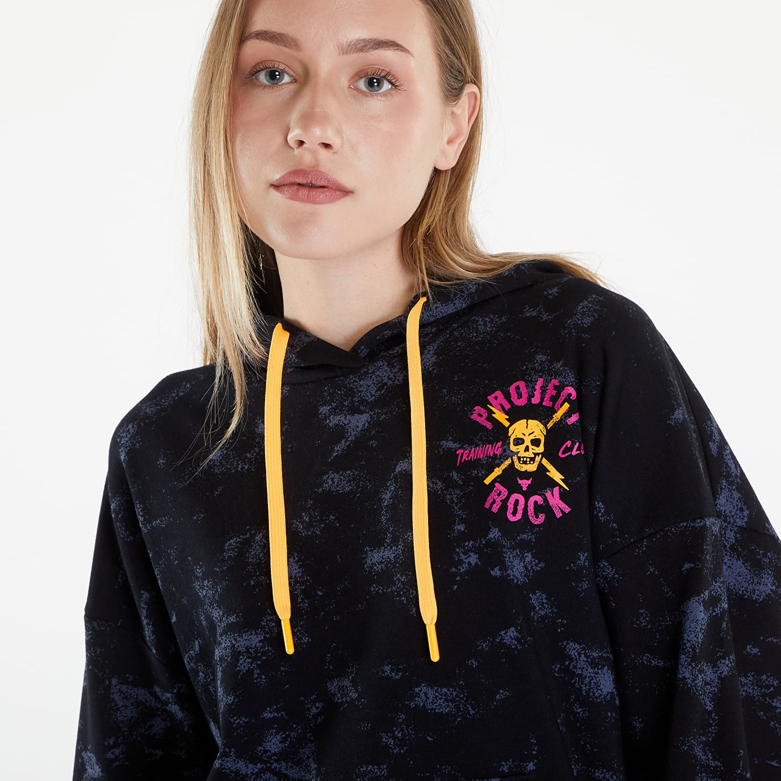 Mikiny Under Armour Project Rock W Underground Terry Hoodie Black/ Nova Orange/ Black