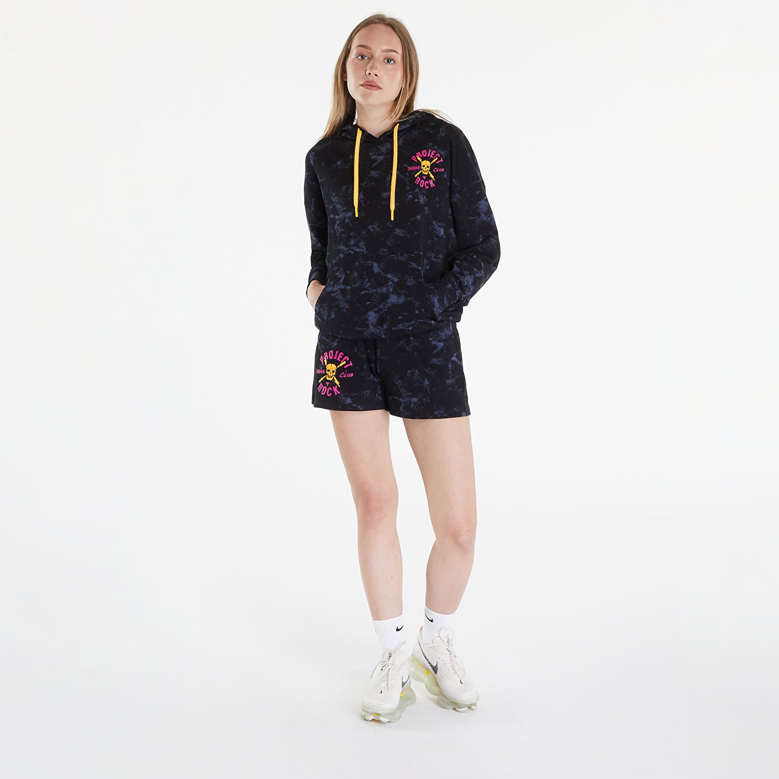 Mikiny Under Armour Project Rock W Underground Terry Hoodie Black/ Nova Orange/ Black