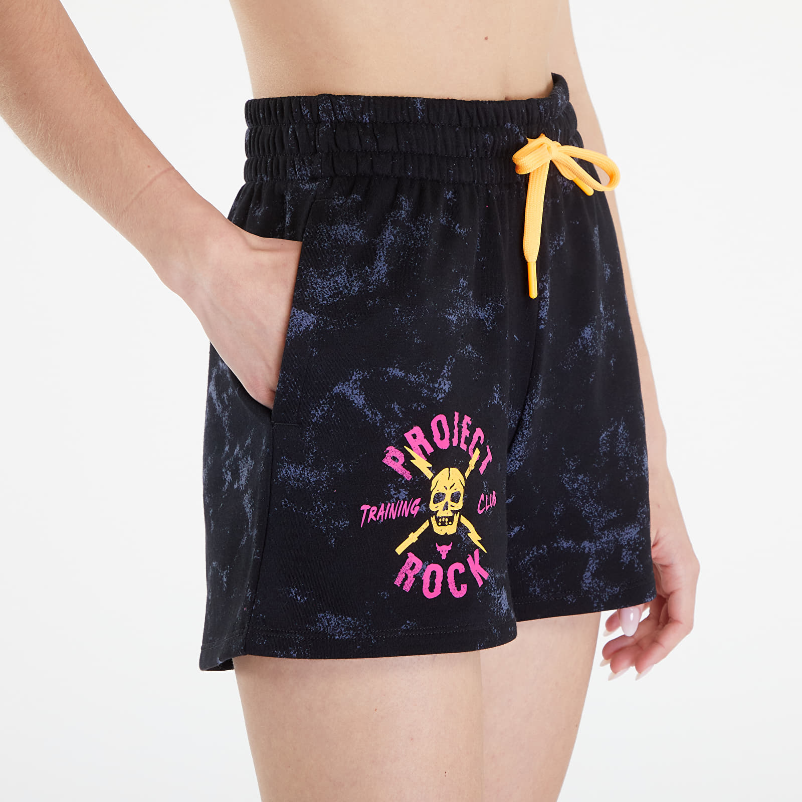 Kraťasy Under Armour Project Rock Underground Terry Short Black/ Nova Orange/ White