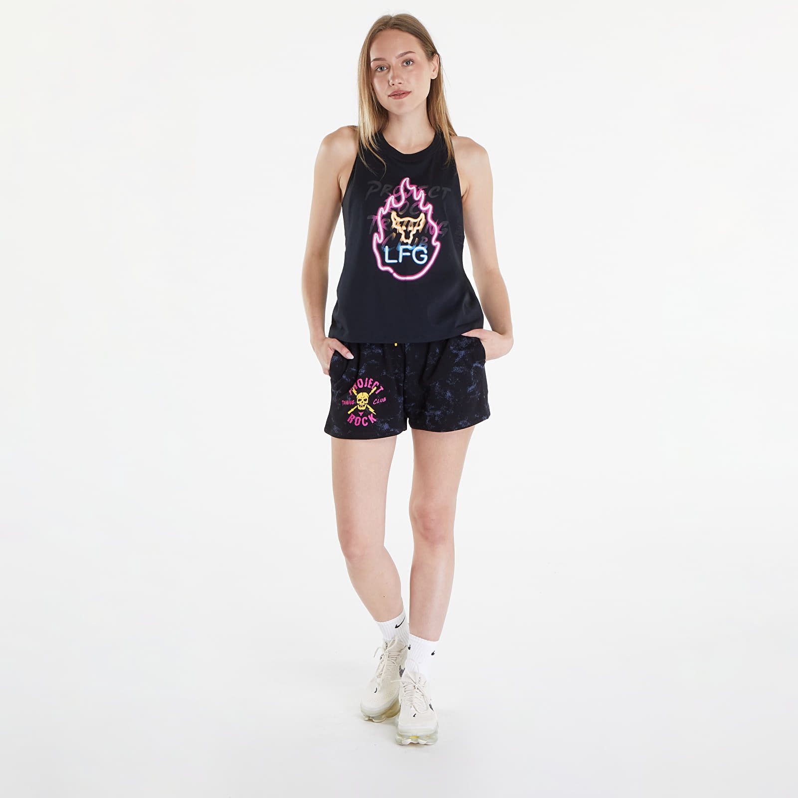 Потници Under Armour Project Rock W Neon Flame Tank Black/ Black