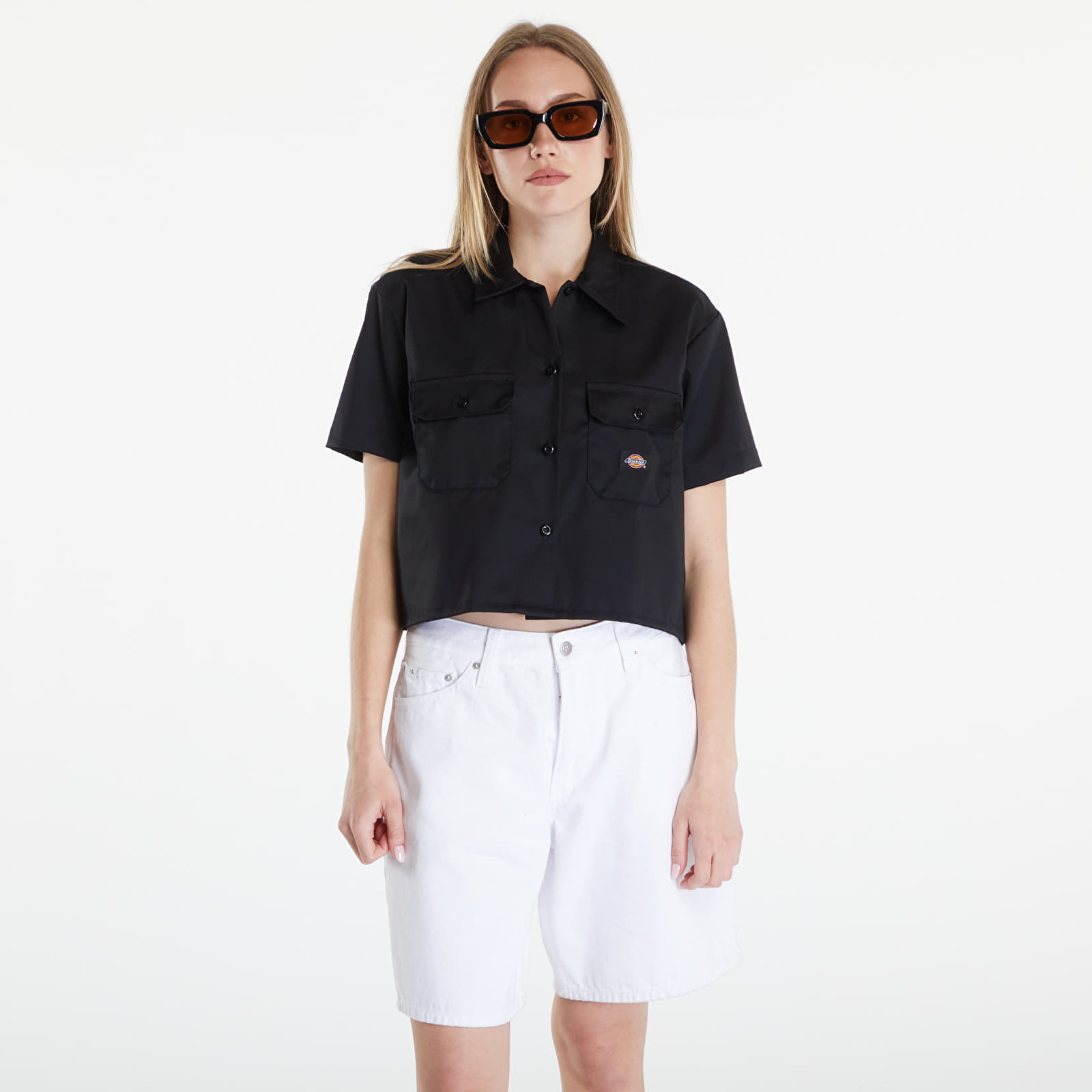 Ризи Dickies Cropped Short Sleeve Work Shirt Black