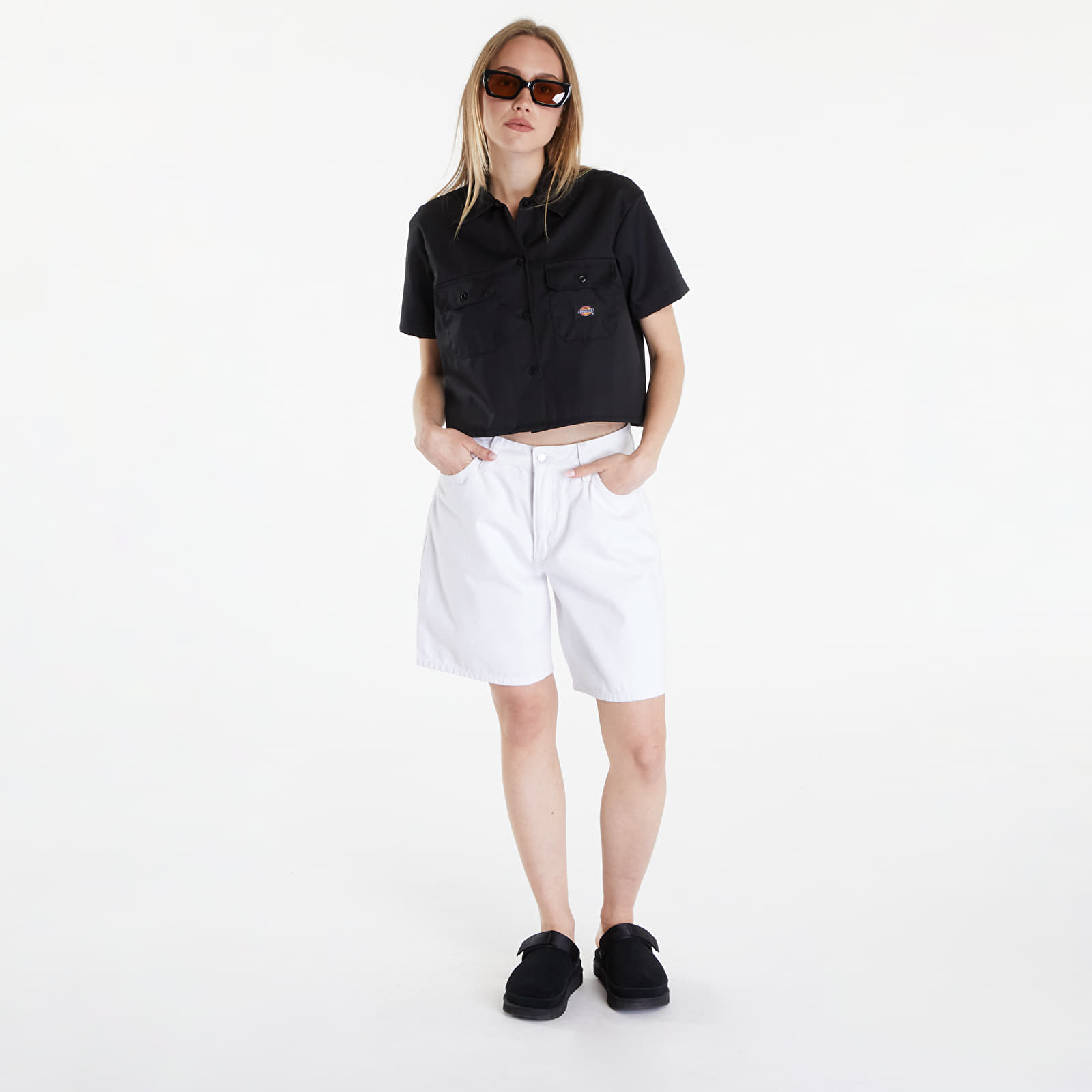 Cămăși Dickies Cropped Short Sleeve Work Shirt Black