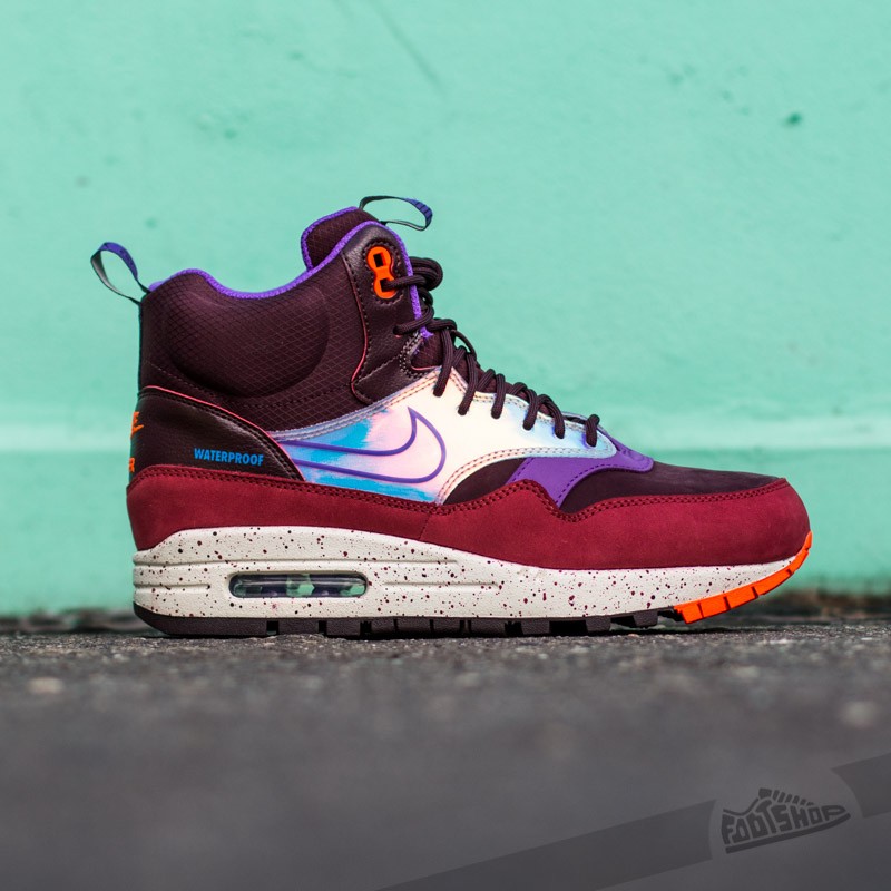 Women s shoes Nike WMNS Air Max 1 Mid Sneakerboot WP Deep Burgundy Hyper Grape Footshop