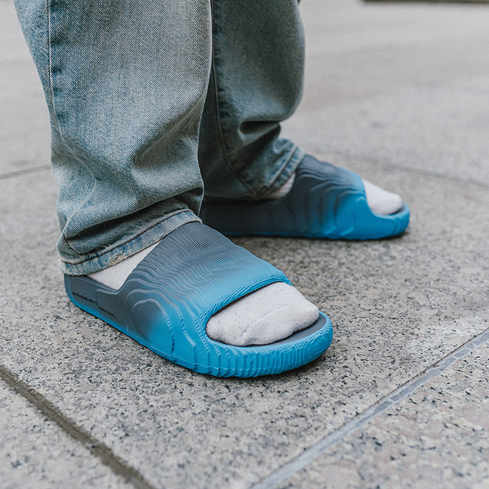 Men's shoes adidas Adilette 22 Grey Three/ Semi Blue Burst/ Core Black