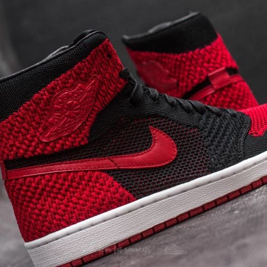 Jordan 1 flyknit black red online