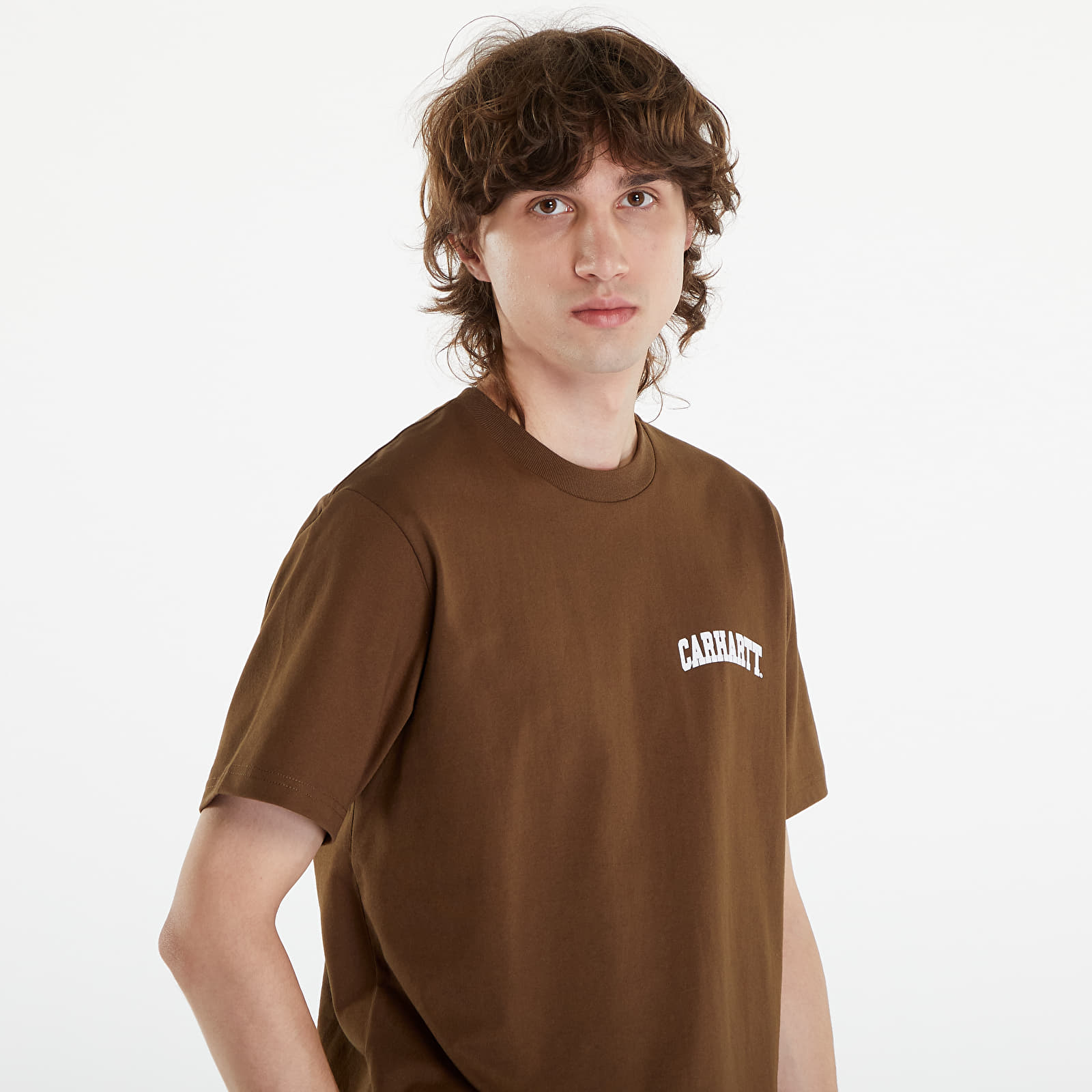 Koszulki Carhartt WIP University Script Short Sleeve T-Shirt UNISEX Lumber/ White