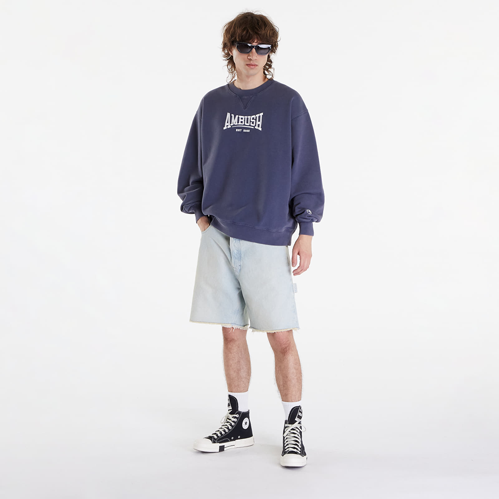 Felpe Ambush Graphic Crewneck Sweatshirt UNISEX Insignia Blue/ Blanc De Blanc