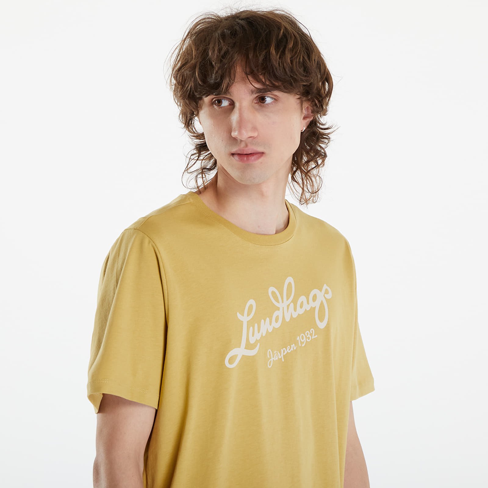 Férfi pólok Lundhags Järpen Logo T-Shirt M Straw