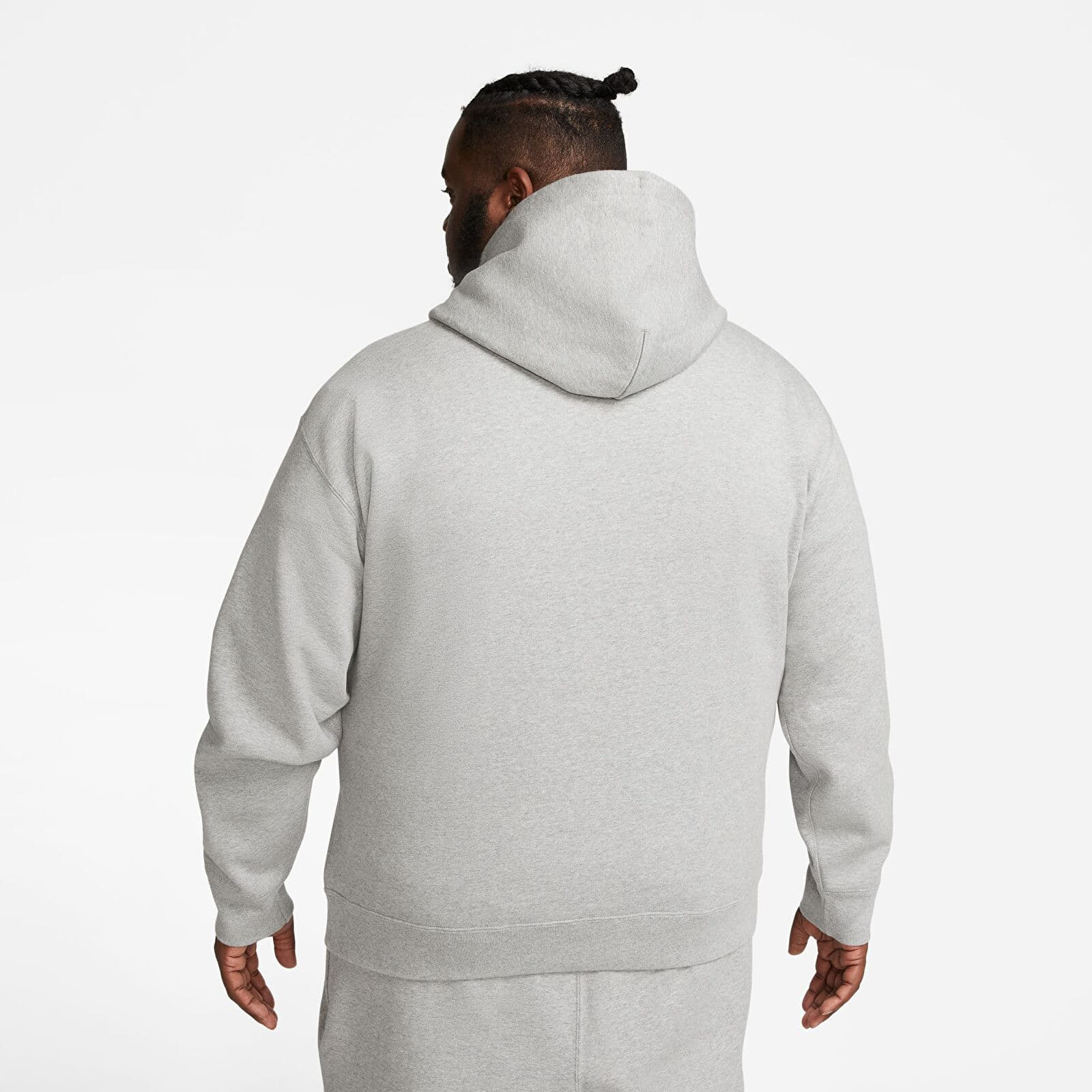 Bluzy Nike Solo Swoosh Men's Fleece Pullover Hoodie Dk Grey Heather/ White