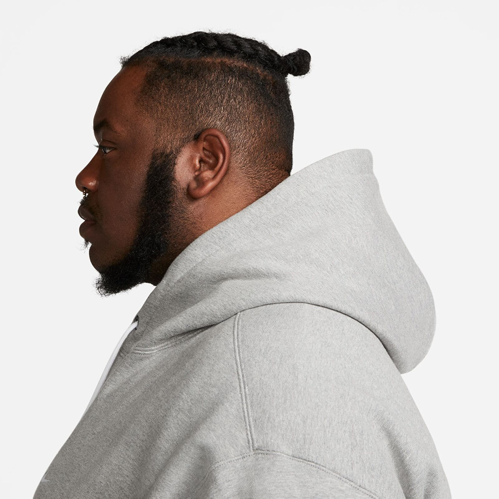Bluzy Nike Solo Swoosh Men's Fleece Pullover Hoodie Dk Grey Heather/ White