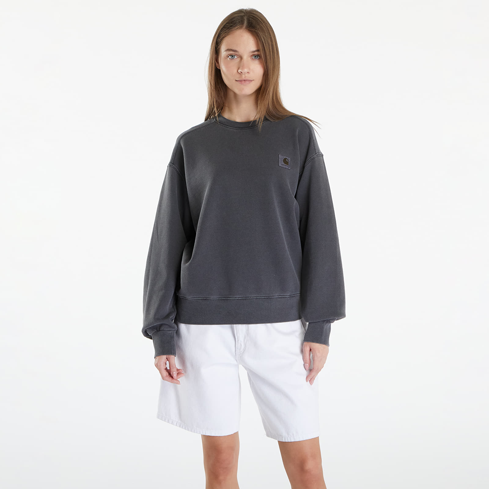 Dukserice Carhartt WIP Nelson Sweatshirt UNISEX Charcoal Garment Dyed