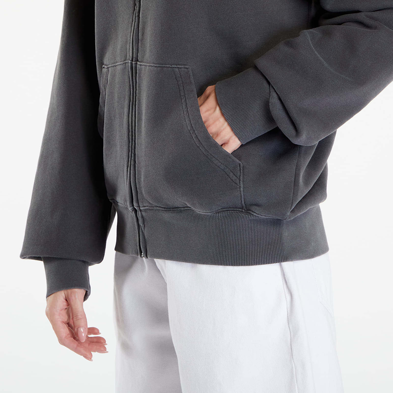 Mikiny Carhartt WIP Hooded Nelson Jacket UNISEX Charcoal Garment Dyed