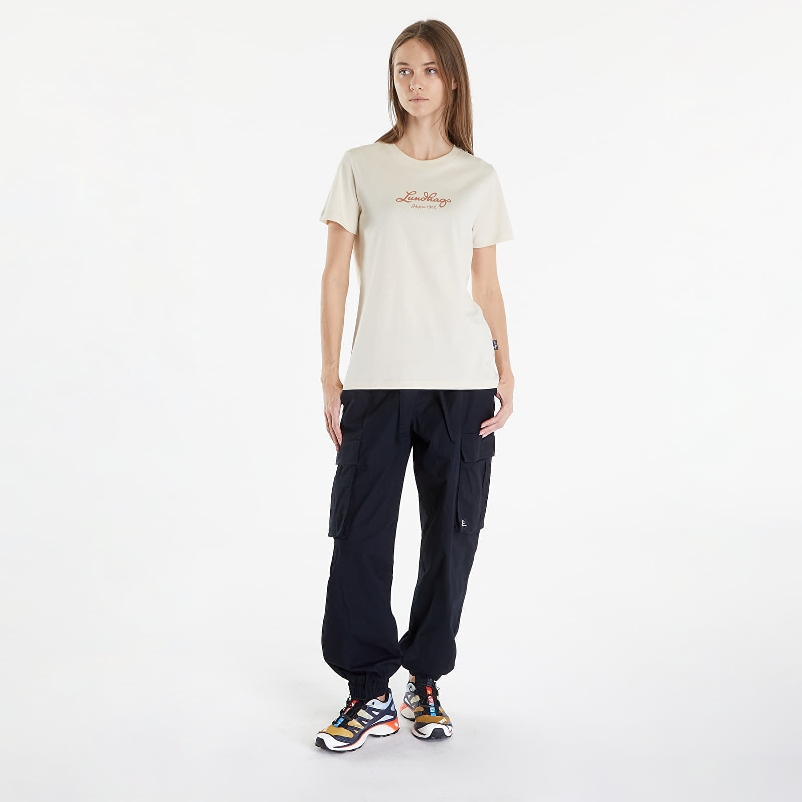 Naisten T-paidat Lundhags Järpen Logo T-Shirt W Chalk White