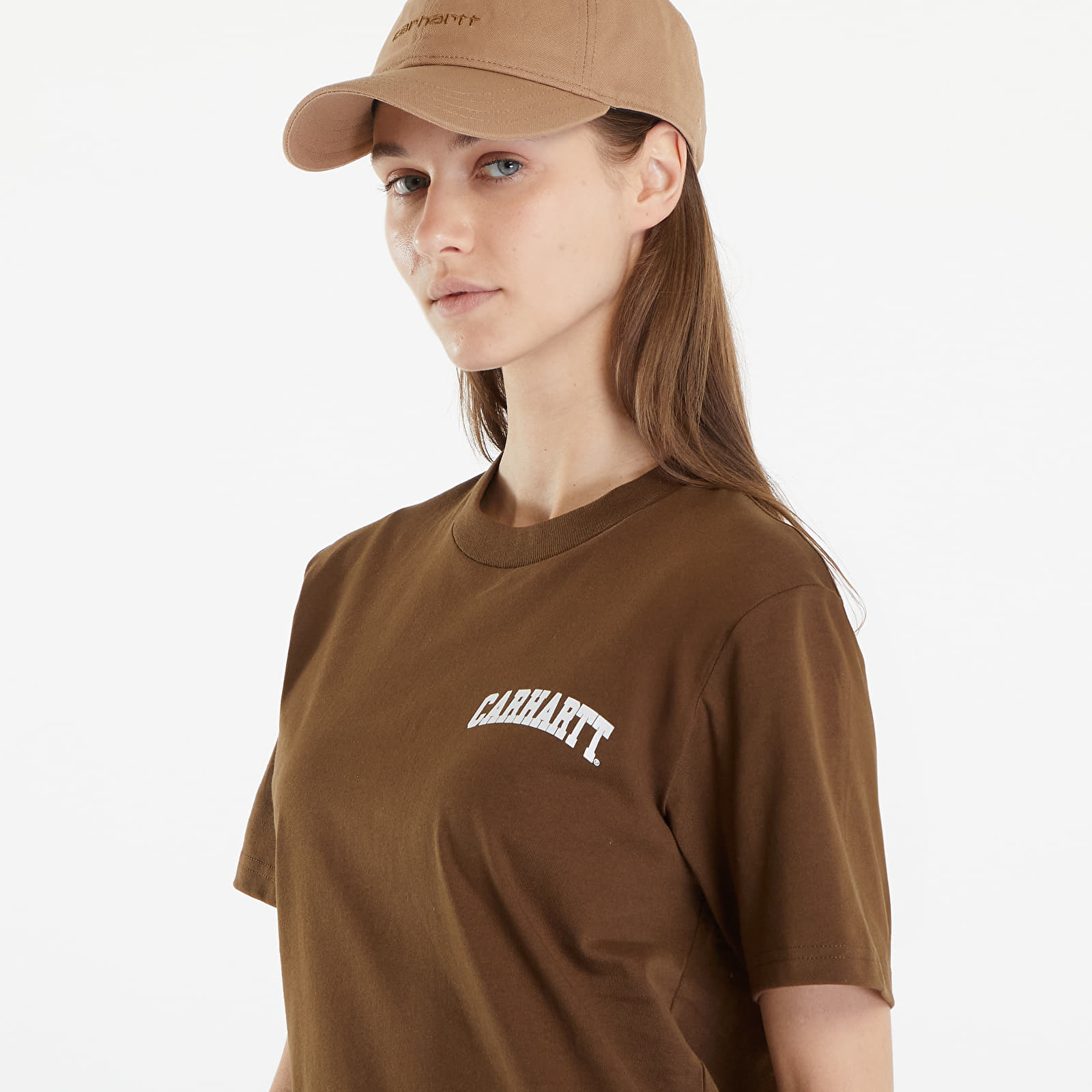 Koszulki Carhartt WIP University Script Short Sleeve T-Shirt UNISEX Lumber/ White