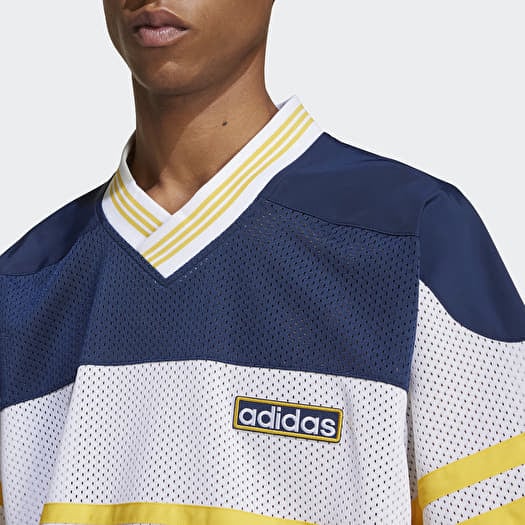 T shirts adidas Adicolor Adibreak Mesh Jersey Night Indigo White Bold Gold Footshop