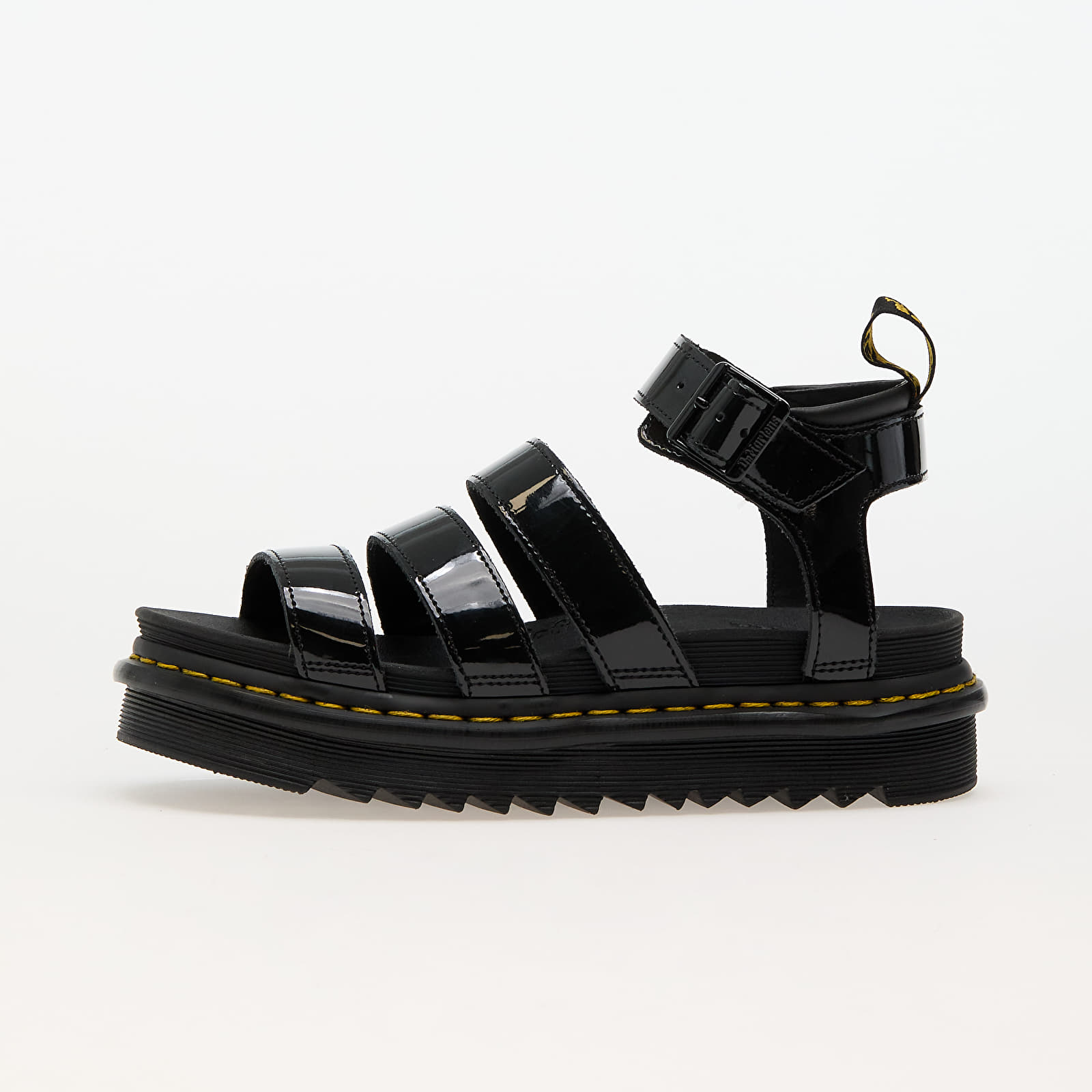 Női cipők Dr. Martens Blaire 3 Strap Sandal Black Patent Lamper