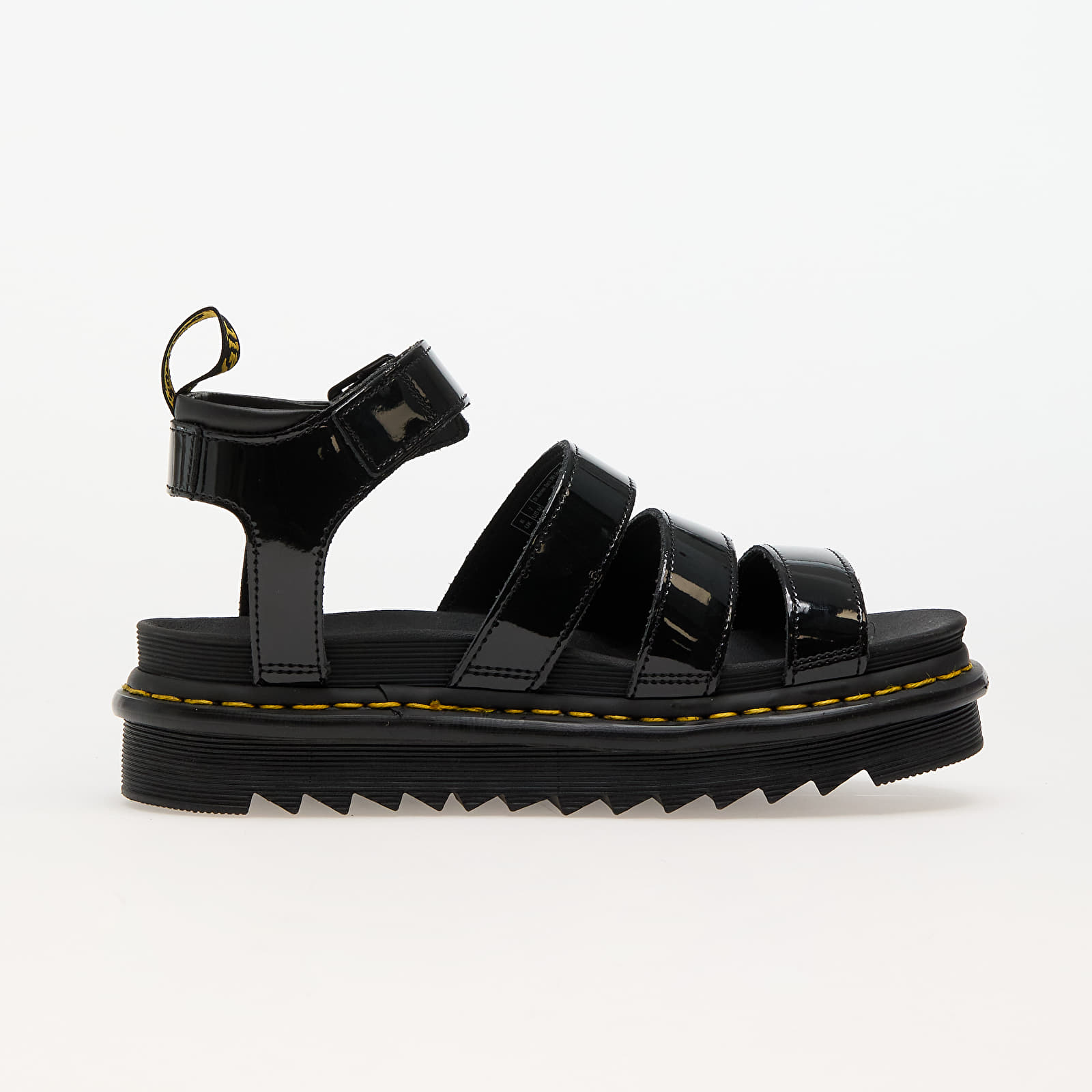 Női cipők Dr. Martens Blaire 3 Strap Sandal Black Patent Lamper