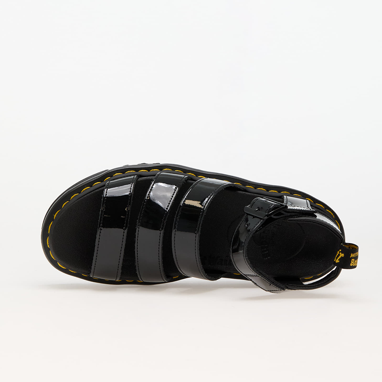 Női cipők Dr. Martens Blaire 3 Strap Sandal Black Patent Lamper