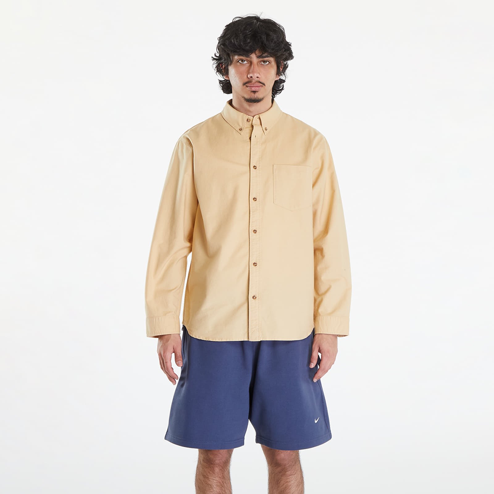 Πουκάμισα Nike Life Men's Long-Sleeve Oxford Button-Down Shirt Sesame/ Sesame/ Sesame
