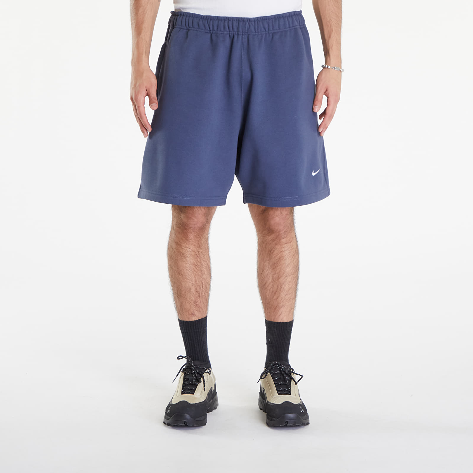 Shortsit Nike Solo Swoosh Men's Fleece Shorts Thunder Blue/ White