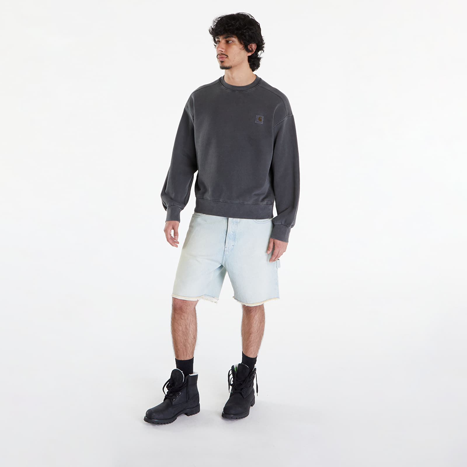 Dukserice Carhartt WIP Nelson Sweatshirt UNISEX Charcoal Garment Dyed