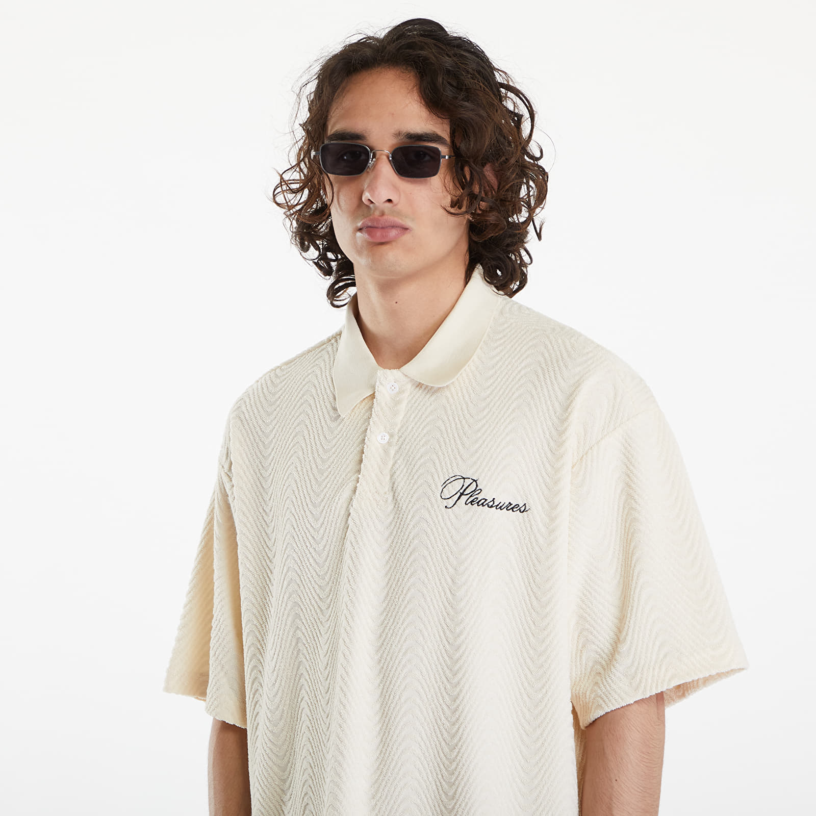 T-shirts PLEASURES Zen Terry Boxy Polo Off White