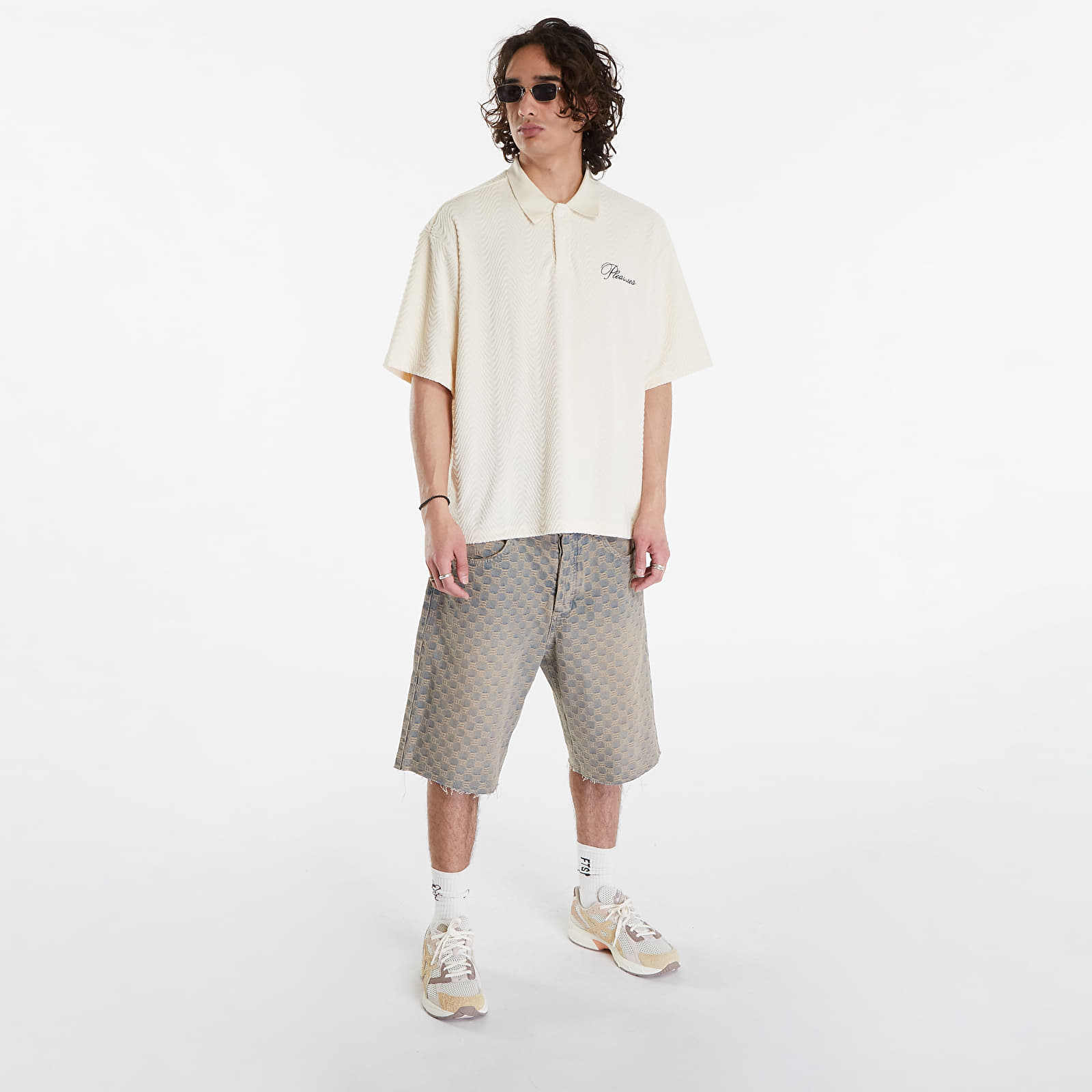 T-shirts PLEASURES Zen Terry Boxy Polo Off White