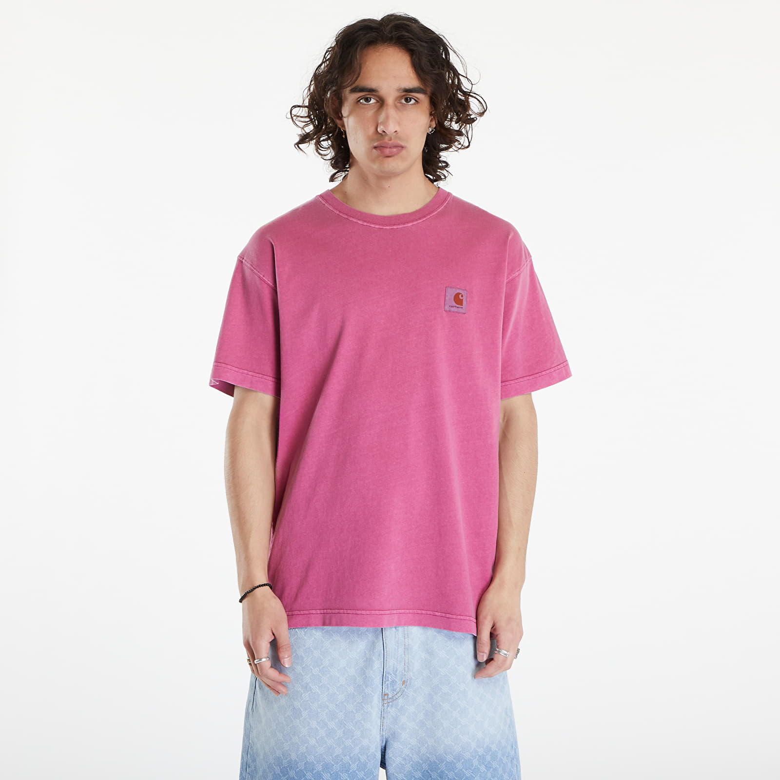 Tricouri  Carhartt WIP Nelson Short Sleeve T-Shirt UNISEX Magenta Garment Dyed