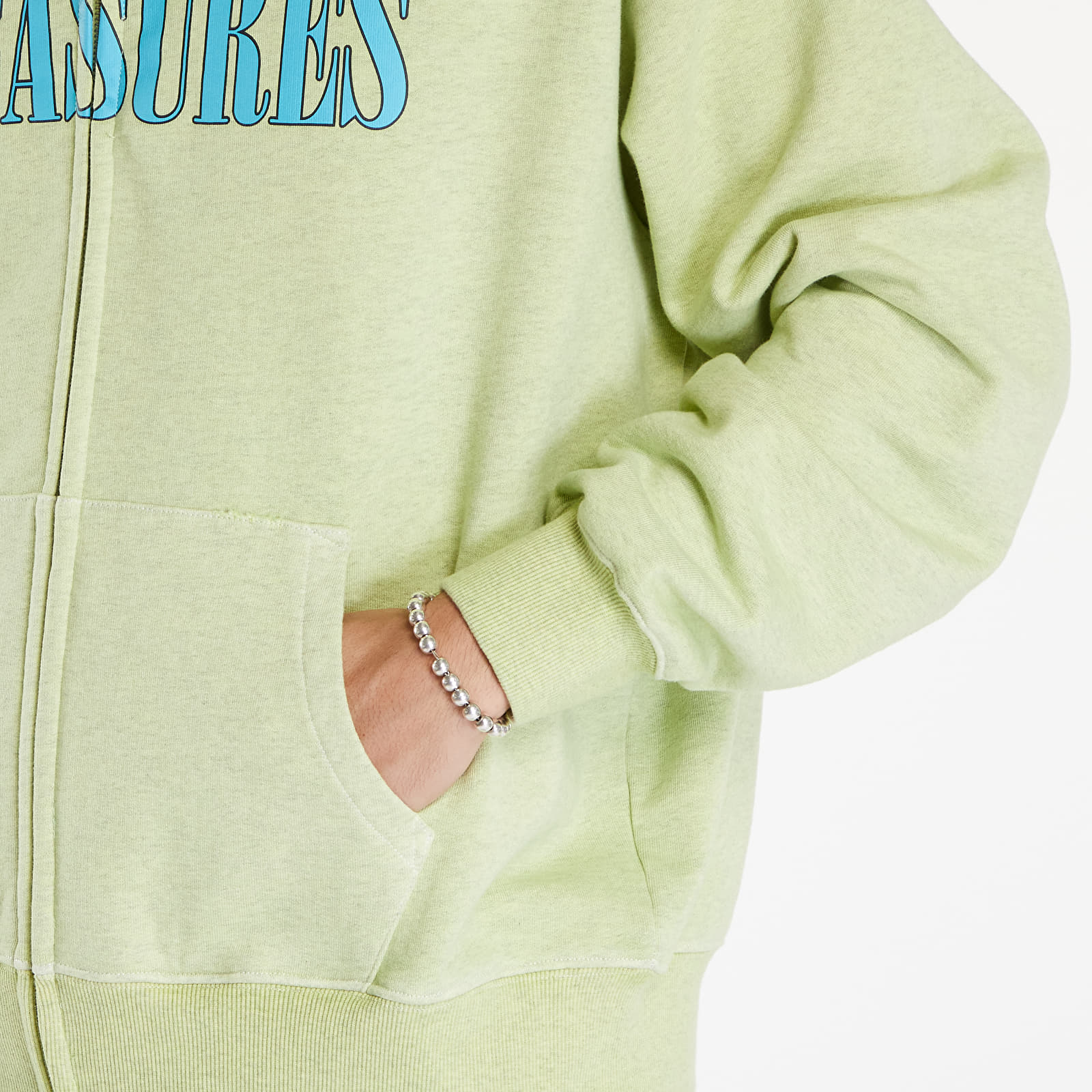Men's hoodies PLEASURES Onyx Zip Up Hoodie Faded Lime