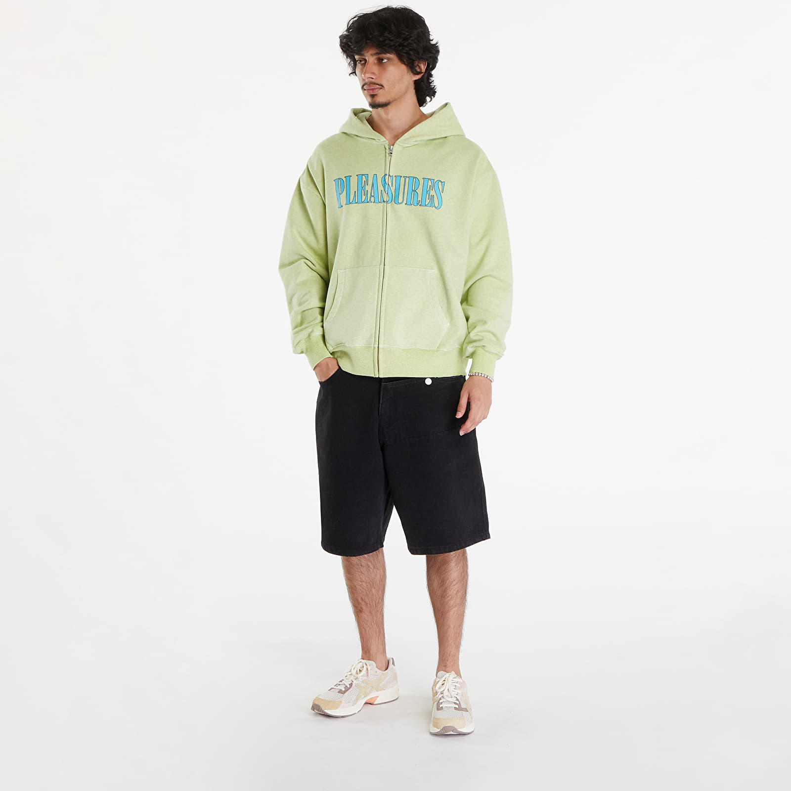 Men's hoodies PLEASURES Onyx Zip Up Hoodie Faded Lime