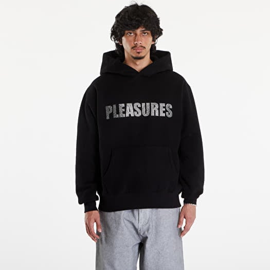 Men s hoodies PLEASURES Rhinestone Impact Hoodie Black Footshop